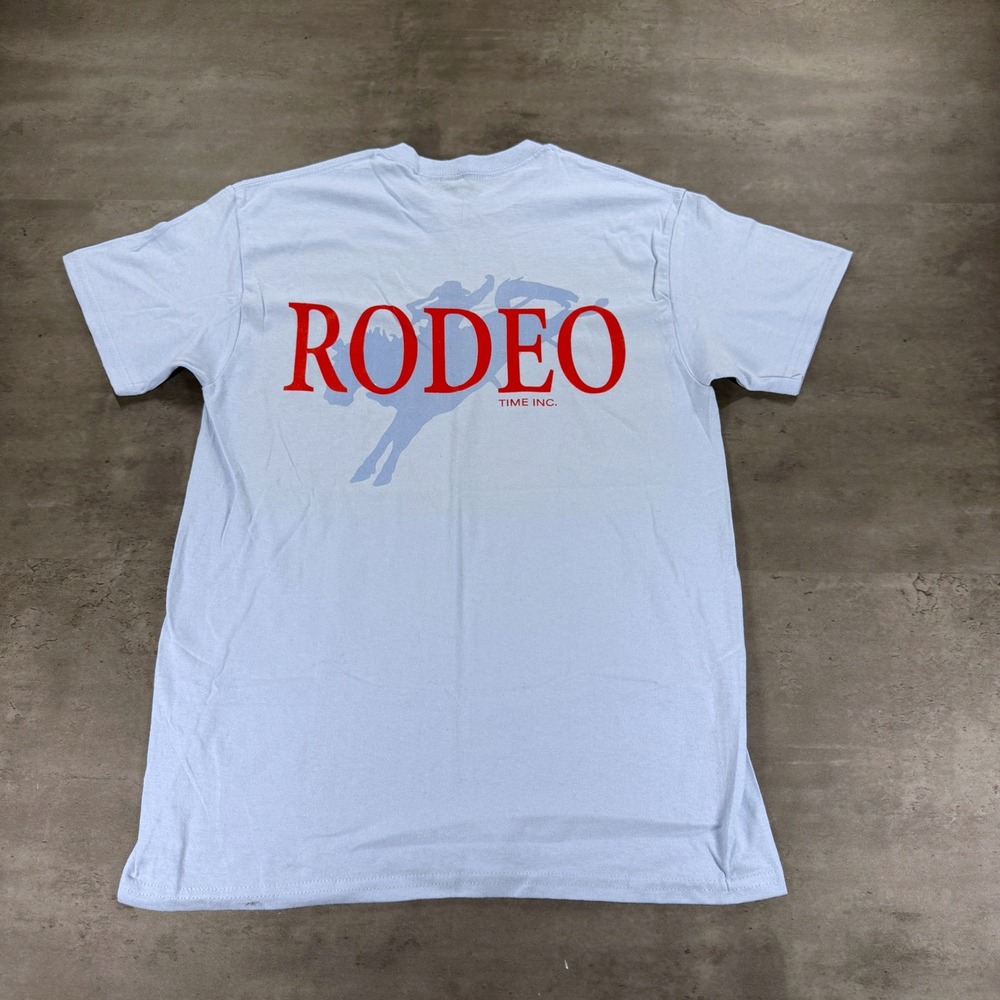 Rodeo Time Inc Shirt Adult Medium Light Baby Blue Red Graphic NWOT Ranch Cowboy